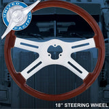 18" Chrome Steering Wheel With Skull Accent - Red