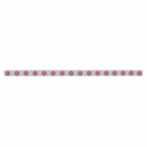 79-1/2" SS Bumper Light Bracket w/16X 9 LED 2" Beehive Lights & Bezels -Red LED & Lens