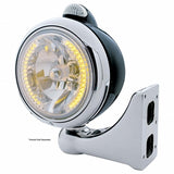 Black Guide 682-C Headlight H4 w/ Amber LED & Dual Mode LED Signal - Clear Lens