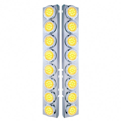 Peterbilt Front Air Cleaner Kit w/ 16 Flat LED Lights & Bezel - Amber LED/Clear Lens