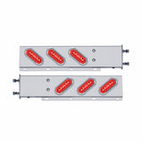 3 3/4" Bolt Pattern Stainless Spring Loaded Light Bar w/ 6 Oval LED "GLO" Light & Visor - Red LED/Red Lens