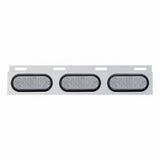 Stainless Top Mud Flap Plate w/ Three 19 LED 6" Oval Lights & Grommets - Red LED/Clear Lens