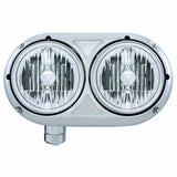Stainless Peterbilt 359 Style Dual Headlight w/ Crystal Halogen Bulb