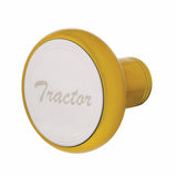 "Tractor" Deluxe Aluminum Screw-On Air Valve Knob w/Stainless Plaque - Electric Yellow