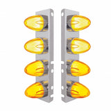 Peterbilt Stainless Front Air Cleaner Bracket w/ Eight 9 LED Dual Function "GLO" Watermelon Lights & Bezels - Amber LED/Amber Lens