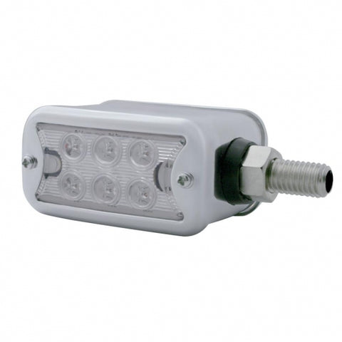 6 LED Dual Function Straight Mount Double Face Light w/ Bezel - Amber & Red LED/Clear Lens