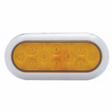 10 LED Oval Turn Signal Light w/ Bezel (Flange Mount) - Amber LED/Amber Lens