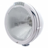 Stainless Steel Classic Headlight H4 Bulb & LED Turn Signal - Clear Lens
