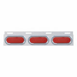 Stainless Top Mud Flap Plate w/ Three 19 LED 6" Oval Lights & Visors - Red LED/Red Lens