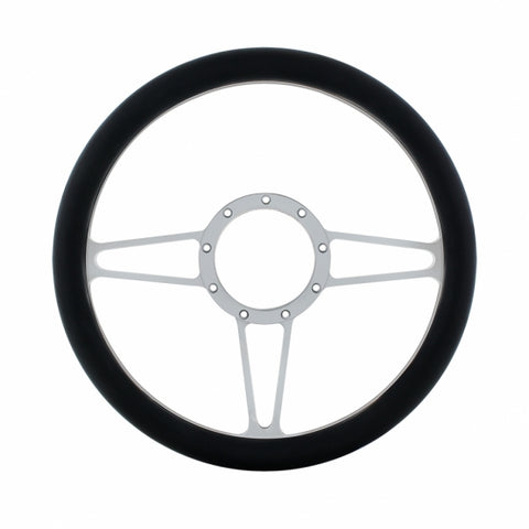 14" Chrome Aluminum 3-Spoke Style 9-Screw Mount Steering Wheel