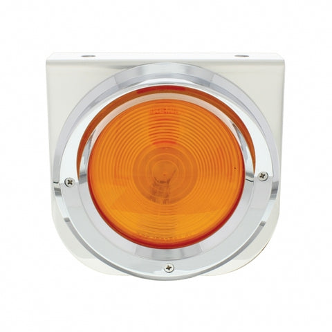 Stainless Light Bracket w/ 4" Light & Visor - Amber Lens