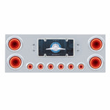 Stainless Rear Center Panel w/ 23 LED 4" & 9 LED 2" Mirage Light & Bezel - Red LED/Clear Lens