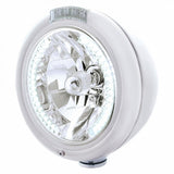 Chrome Classic Headlight H4 w/34 White LED & Signal - Clear Lens