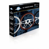 18" Chrome Aluminum "Chopper" Style Steering Wheel With Black Leather Rim