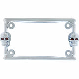 Chrome Two Skull Motorcycle License Plate Frame