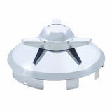 6 Uneven Notched Stainless Front Hub Cap w/ 3 Bar Spinner - 1" Lip