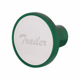 "Trailer" Aluminum Screw-On Air Valve Knob w/Stainless Plaque - Emerald Green
