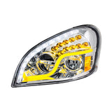 Chrome LED Headlight With LED Daytime Running Light & LED Turn Signal For 2008-2017 Freightliner Cascadia