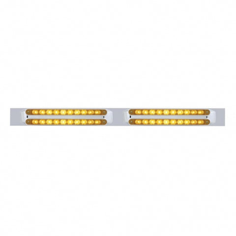 Chrome Top Mud Flap Plate w/ Four 10 LED 9" Light Bars - Amber LED/Amber Lens