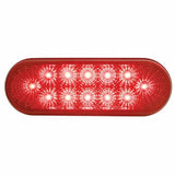 3 3/4" Bolt Pattern Stainless Spring Loaded Light Bar w/ 6 Oval 12 LED Lights & Grommets - Red LED/Red Lens