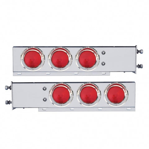 3 3/4" Bolt Pattern Chrome Spring Loaded Light Bar w/ Six 4" Lights & Visors