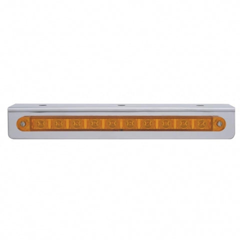 9 3/4" Stainless Light Bracket w/ 10 LED 9" Light Bar - Amber LED/Amber Lens
