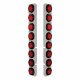 Peterbilt Stainless Rear Air Cleaner Bracket w/ Sixteen 9 LED 2" Lights & Grommets - Red LED/Red Lens