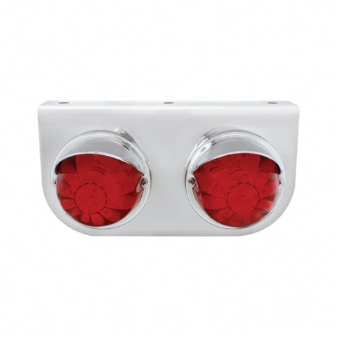 Stainless Light Bracket w/ Two 17 LED Watermelon Lights & Visors - Red LED/Red Lens