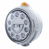 Stainless Steel Guide 682-C Headlight 11 LED Bulb & Dual Mode LED Signal-Amber Lens