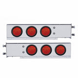 2 1/2" Bolt Pattern Stainless Spring Loaded Light Bar w/ Six 4" 7 LED Light & Grommet - Red LED/Red