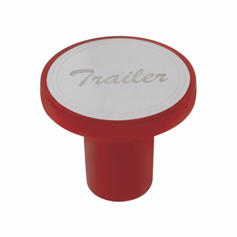 "Trailer" Aluminum Screw-On Air Valve Knob w/Stainless Plaque - Candy Red