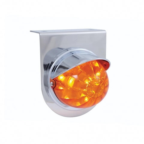 Stainless Light Bracket w/ 17 LED Dual Function Watermelon Light & Visor - Amber LED/Dark Amber Lens
