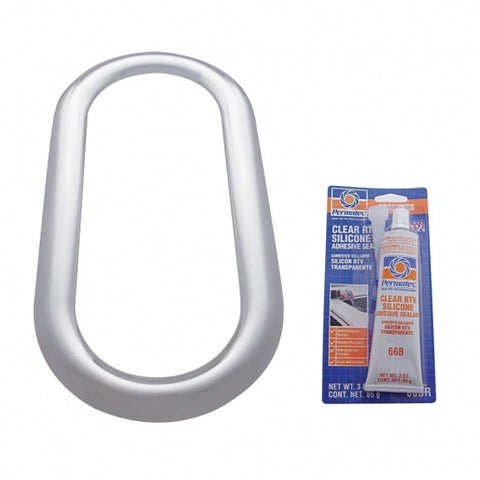 Stainless Steel Peterbilt Oval Window Trim w/ Sealant Adhesive