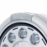 Stainless Classic Half Moon Headlight 11 LED Bulb & Dual Mode LED Signal-Clear Lens