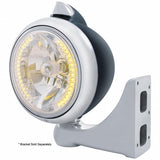Black Guide 682-C Headlight H4 w/ 34 Amber LED & Original Style LED Signal-Clear Lens