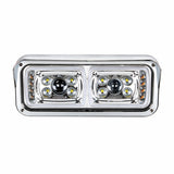 10 High Power LED "Chrome" Projection Headlight w/LED Turn Signal & Position Light Bar