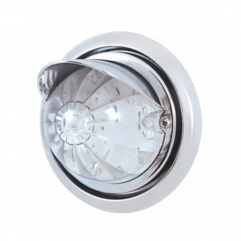 Freightliner Columbia Front Bumper Light w/ 17 LED Watermelon Light & Visor - Amber LED/Clear Lens