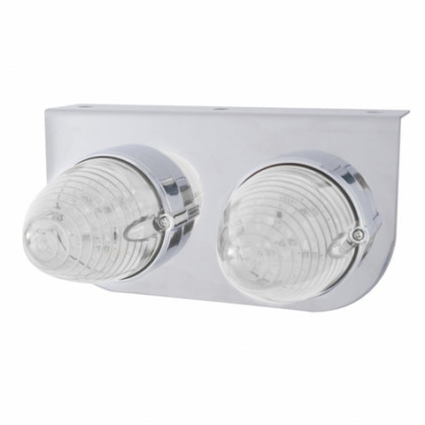 Stainless Light Bracket w/ Two 19 LED Beehive Lights - Amber LED/Clear Lens