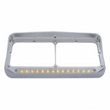 14 LED Dual Headlight Bezel w/ Visor - Amber LED/Chrome Lens