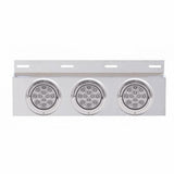 Stainless Top Mud Flap Plate w/ Three 12 LED 4" Lights & Visors - Red LED/Clear Lens