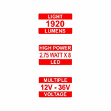 8 LED Oval Wide Angle Driving/Work Flood Light