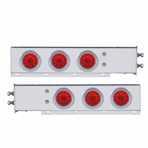 2" Bolt Pattern Stainless Spring Loaded Light Bar w/ Six 4" 10 LED Lights & Visors - Red LED/Red Lens