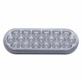 Stainless Top Mud Flap Plate w/ Three 19 LED 6" Oval Lights & Visors - Red LED/Clear Lens