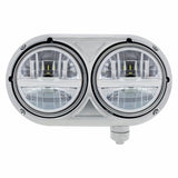 Dual 5 3/4" LED Headlight w/ Chrome Cross Bar & SS Housing For Peterbilt 359