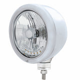 Stainless "Classic" Headlight H4 Bulb w/ 6 Amber LED
