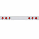 Stainless 1 Piece Rear Light Bar w/ Six 7 LED 4" Reflector Lights & Bezels - Red LED/Red Lens
