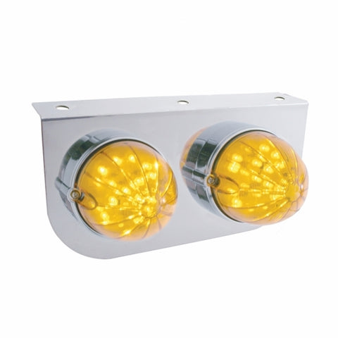 Stainless Light Bracket w/ Two 19 LED Bullet Style Grakon 1000 Lights - Amber LED/Amber Lens