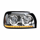 Freightliner Century Chrome Headlight w/ LED Turn Signal & Light Bar