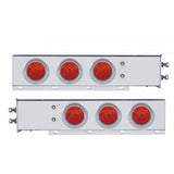 2" Bolt Pattern Stainless Spring Loaded Light Bar w/ Six 4" 7 LED Light & Visor - Red LED/Red Lens
