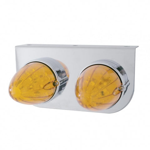 Stainless Light Bracket w/ Two 19 LED Watermelon Lights - Amber LED/Amber Lens